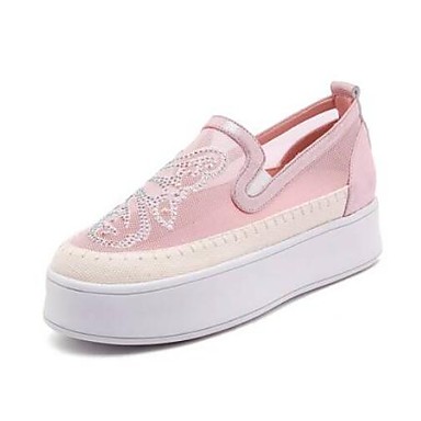 Women's Shoes Suede / Sheepskin Spring / Summer Comfort Loafers & Slip-Ons Creepers Closed Toe White / Black / Pink Women's Shoes Suede / Sheepskin Spring / Summer Comfort Loafers & Slip-Ons Creepers Closed Toe White / Black / Pink