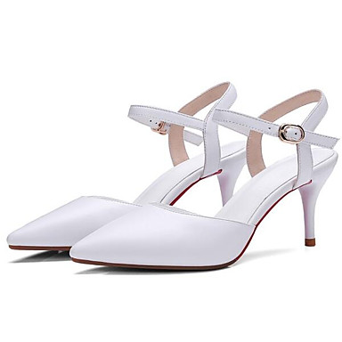Women's Shoes Nappa Leather Summer Comfort Sandals Stiletto Heel White / Black Women's Shoes Nappa Leather Summer Comfort Sandals Stiletto Heel White / Black