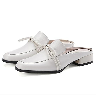 Women's Shoes Nappa Leather Spring / Summer Comfort Clogs & Mules Flat Heel Closed Toe White / Black / Almond Women's Shoes Nappa Leather Spring / Summer Comfort Clogs & Mules Flat Heel Closed Toe White / Black / Almond