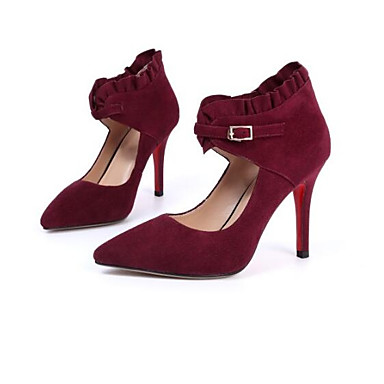 Women's Shoes Suede Winter Basic Pump Heels Stiletto Heel Black / Red Women's Shoes Suede Winter Basic Pump Heels Stiletto Heel Black / Red