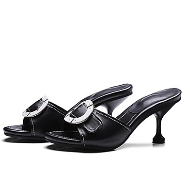Women's Shoes Cowhide Spring & Summer Basic Pump Clogs & Mules Kitten Heel Pointed Toe Black Women's Shoes Cowhide Spring & Summer Basic Pump Clogs & Mules Kitten Heel Pointed Toe Black