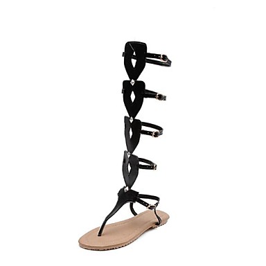 Women's Shoes PU(Polyurethane) Summer Comfort Sandals Flat Heel White / Black / Pink Women's Shoes PU(Polyurethane) Summer Comfort Sandals Flat Heel White / Black / Pink