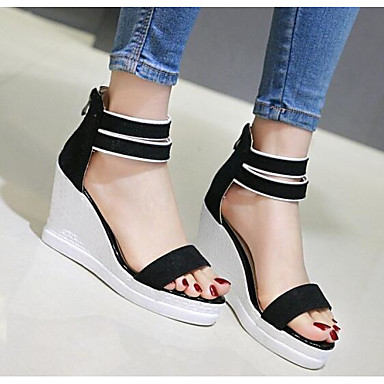 Women's Shoes PU(Polyurethane) Summer Comfort / Basic Pump Sandals Wedge Heel Black / Green / Pink Women's Shoes PU(Polyurethane) Summer Comfort / Basic Pump Sandals Wedge Heel Black / Green / Pink