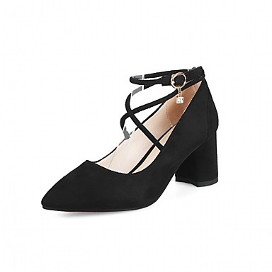 Women's Shoes Faux Leather Spring & Fall Basic Pump Heels Chunky Heel Pointed Toe Black / Gray / Red Women's Shoes Faux Leather Spring & Fall Basic Pump Heels Chunky Heel Pointed Toe Black / Gray / Red