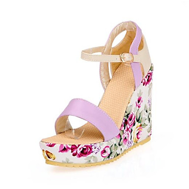 Women's Shoes PU(Polyurethane) Summer Comfort Sandals Wedge Heel Purple / Blue Women's Shoes PU(Polyurethane) Summer Comfort Sandals Wedge Heel Purple / Blue