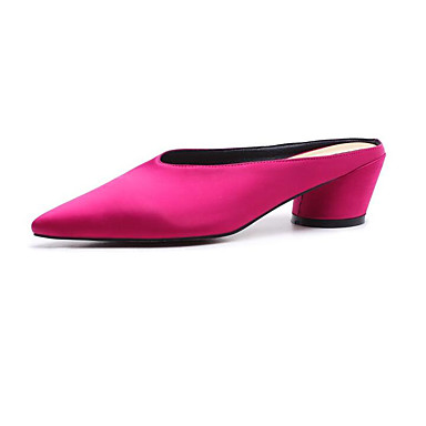 Women's Shoes Satin Spring Comfort Clogs & Mules Chunky Heel Black / Fuchsia Women's Shoes Satin Spring Comfort Clogs & Mules Chunky Heel Black / Fuchsia