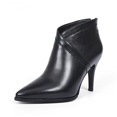 Women's Shoes Nappa Leather Fall & Winter Comfort Boots Stiletto Heel Black / Wine Women's Shoes Nappa Leather Fall & Winter Comfort Boots Stiletto Heel Black / Wine