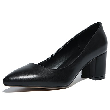 Women's Shoes Nappa Leather Spring & Summer Comfort Heels Chunky Heel Black Women's Shoes Nappa Leather Spring & Summer Comfort Heels Chunky Heel Black