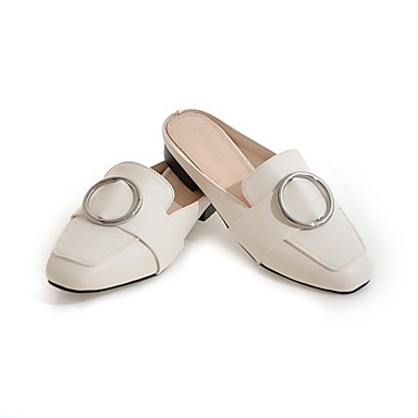 Women's Shoes PU(Polyurethane) Summer Comfort Clogs & Mules Low Heel White / Black Women's Shoes PU(Polyurethane) Summer Comfort Clogs & Mules Low Heel White / Black