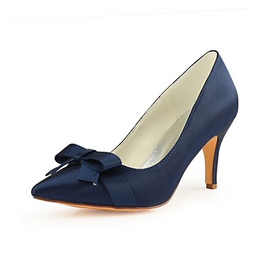 Women S Pumps Satin Fall Wedding Shoes Stiletto Heel Pointed Toe Women S Pumps Satin Fall Wedding Shoes Stiletto Heel Pointed Toe Bowknot Dark Blue Party