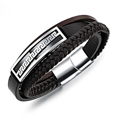 Men S Braided Vintage Bracelet Leather Loom Men S Braided Vintage Bracelet Leather Loom Anium Steel Brown For Daily
