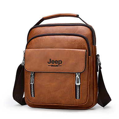 cheap Featured Deals-Men's Zipper PU(Polyurethane) / PU Satchel Solid Color Black / Brown / Dark Brown / Fall &amp; Winter