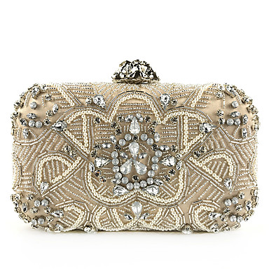 cheap Featured Deals-Women's Embroidery / Chain Polyester Evening Bag Champagne / Silver / Fall &amp; Winter
