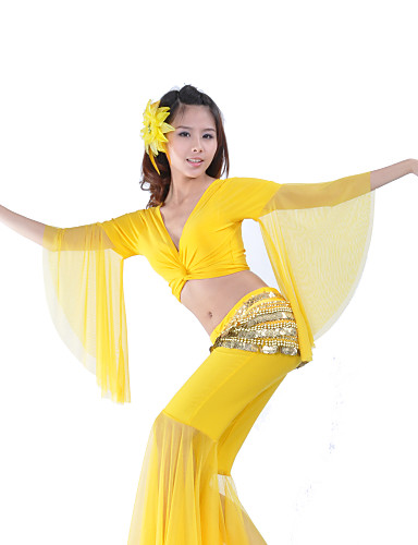 Belly Dance Outfits Womens Training Crystal Cotton 34 Length Sleeve Dropped 216883 2018 1499