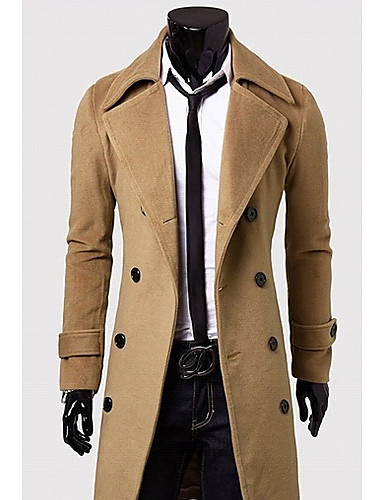 Men's Shirt Collar Coats & Jackets , Cotton / Cotton Blend Long Sleeve ...