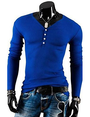 Men's Slim T-shirt - Solid Colored / Long Sleeve 1621419 2019 – $14.19
