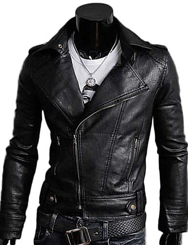 REVERIE UOMO Men's Black PU Leather Slim Fit Cool Jacket 754847 2018 ...