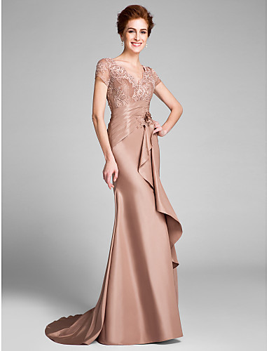 Taffeta Mermaid Trumpet V-Neck Dress