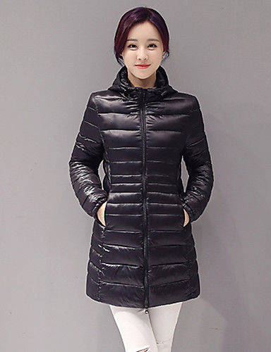 Women's Regular Padded CoatSimple Plus Size / Going out Solid-Polyester ...