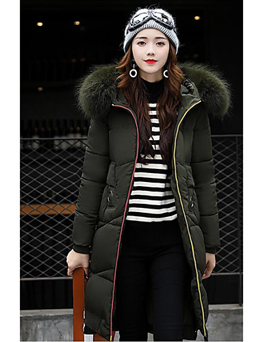 Women's Long Padded Coat,Street chic Going out Solid-Polyester ...