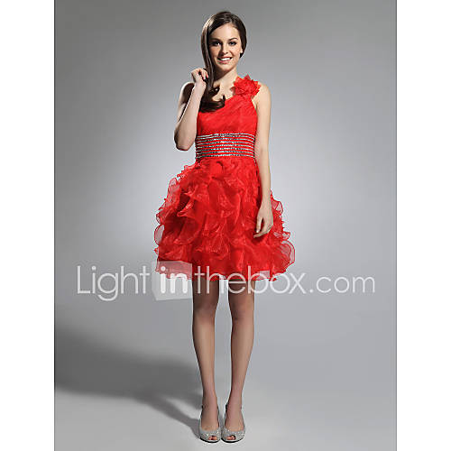 Baljurk Een Schouder Kort Mini Organza Cocktailparty Jurk Met Kralen Gelaagde Ruches Door Ts Couture huismerk kopen in de aanbieding Baljurk Een Schouder Kort Mini Organza Cocktailparty Jurk Met Kralen Gelaagde Ruches Door Ts Couture huismerk kopen in de aanbieding