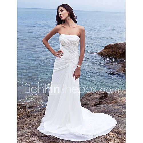Strak Kolom Strapless Kapelsleep Chiffon Op Maat Gemaakte Trouwjurken Met Zijgedrapeerd Door Lan Ting Bride huismerk kopen in de aanbieding Strak Kolom Strapless Kapelsleep Chiffon Op Maat Gemaakte Trouwjurken Met Zijgedrapeerd Door Lan Ting Bride huismerk kopen in de aanbieding