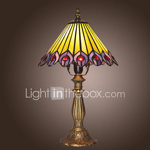 25W Tiffany Stijl Tafellamp Pauwenveren Ontwerp huismerk kopen in de aanbieding