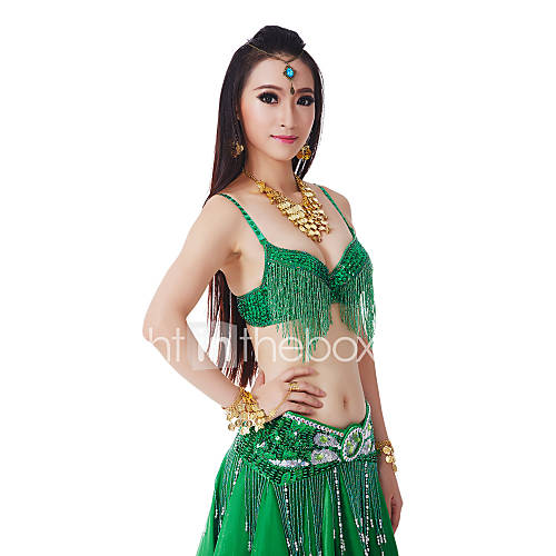 Buikdans Tops Dames Prestatie Polyester Pailletten Kwastje Natuurlijk Top huismerk kopen in de aanbieding