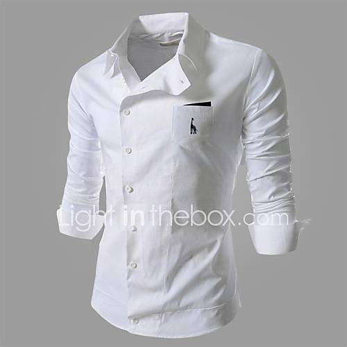 Heren Grote Maten Overhemd Katoen Effen Wit L Lange Mouw Lente Herfst huismerk kopen in de aanbieding