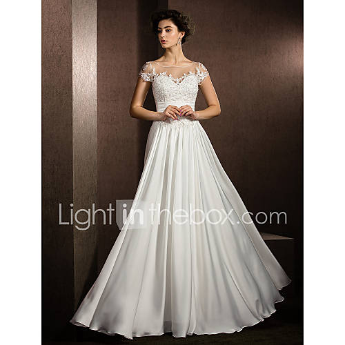 A Lijn Scoop Neck Tot De Grond Satijn Chiffon Op Maat Gemaakte Trouwjurken Met Kralen Appliques Door Lan Ting Bride Illusie Doorzichtig huismerk kopen in de aanbieding A Lijn Scoop Neck Tot De Grond Satijn Chiffon Op Maat Gemaakte Trouwjurken Met Kralen Appliques Door Lan Ting Bride Illusie Doorzichtig huismerk kopen in de aanbieding