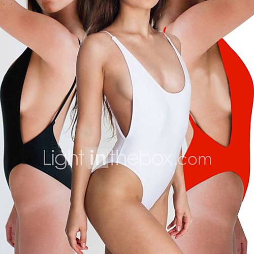 Dames Effen Halter Wit Zwart Rood Eendelig Zwemkleding S M L Beugelloos huismerk kopen in de aanbieding