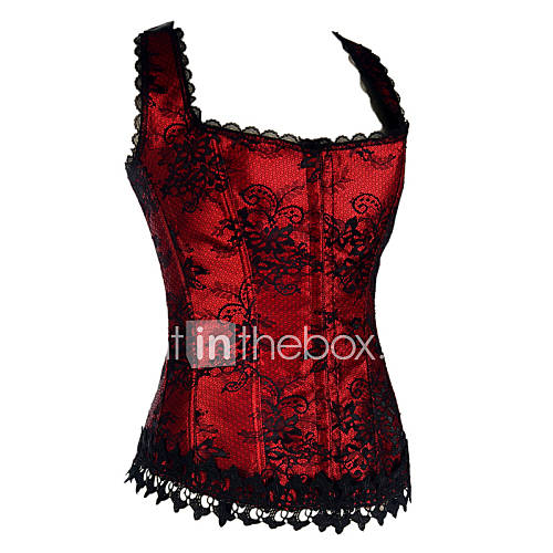 Dames Veters Overbuste Korset Jacquard Kant Sexy huismerk kopen in de aanbieding