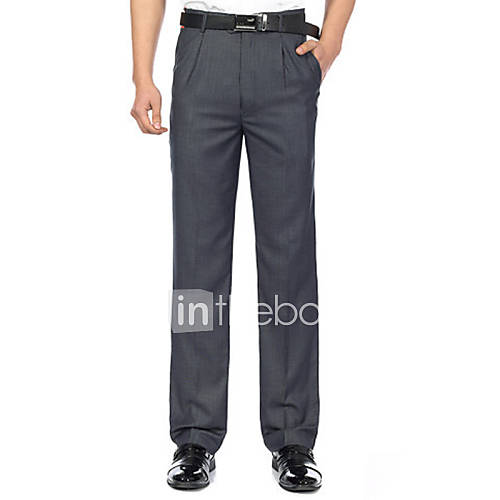 Heren Katoen Pakken Recht Slank Broek Effen Donkergrijs Werk huismerk kopen in de aanbieding
