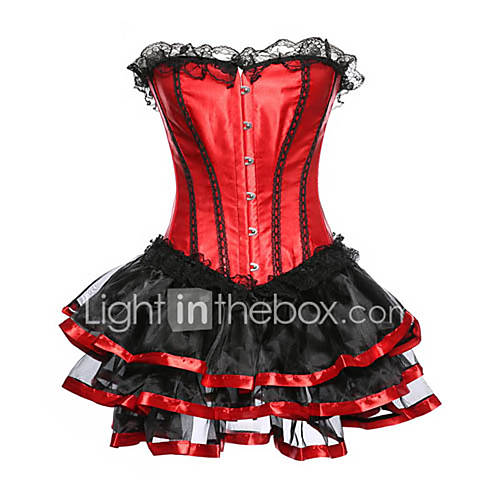 Dames Veters Korsetset Kleurenblok Kant huismerk kopen in de aanbieding