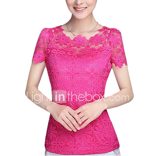 Dames Street Chic Kant Grote Maten Blouse Effen Fuchsia Xxxl Zomer huismerk kopen in de aanbieding