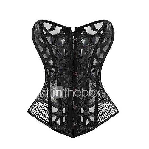 Dames Veters Overbuste Korset Effen Netstof Uitgaan Club Sexy huismerk kopen in de aanbieding