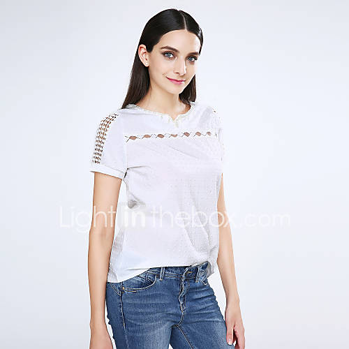 Dames Sierstenen Blouse Effen V Hals Wit huismerk kopen in de aanbieding Dames Sierstenen Blouse Effen V Hals Wit huismerk kopen in de aanbieding