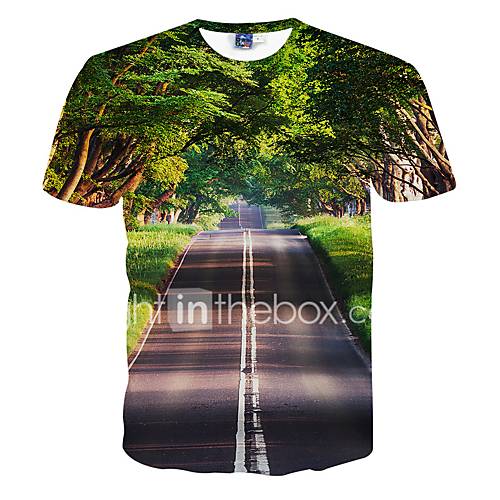 Heren Actief Print T Shirt 3D Ronde Hals Slank Groen L Korte Mouw Zomer huismerk kopen in de aanbieding