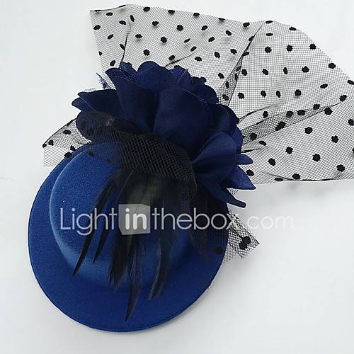 Tulle Feather Fabric Fascinators Hats Headpiece Klassieke Vrouwelijke Stijl huismerk kopen in de aanbieding