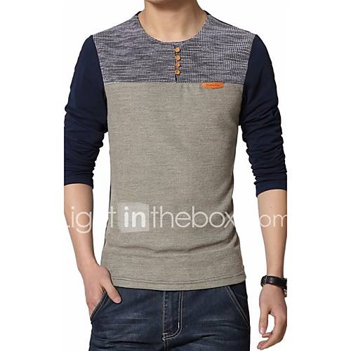 Heren Grote Maten T Shirt Katoen Patchwork Ronde Hals Marineblauw Xxxl Lange Mouw Herfst huismerk kopen in de aanbieding Heren Grote Maten T Shirt Katoen Patchwork Ronde Hals Marineblauw Xxxl Lange Mouw Herfst huismerk kopen in de aanbieding