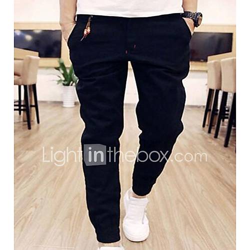 Heren Standaard Katoen Joggingbroeken Broek Effen Zwart Weekend huismerk kopen in de aanbieding