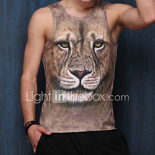 Heren Actief Punk Gothic Print T Shirt Sport Club Strand Dier V Hals Lichtbruin L Mouwloos Zomer huismerk kopen in de aanbieding