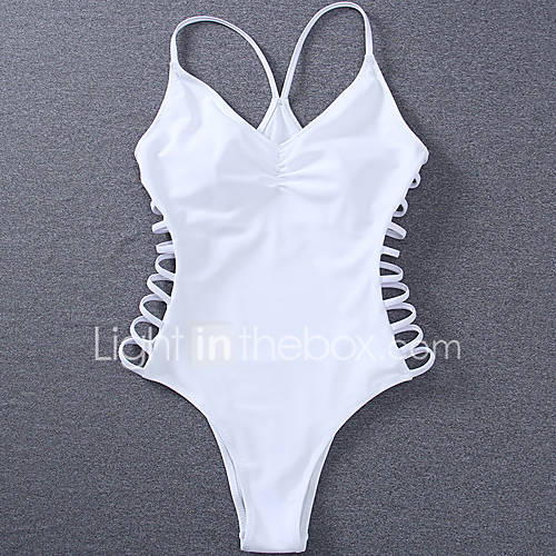 Dames Bandje Wit Cheeky Eendelig Zwemkleding Effen Veters S M L Super Sexy huismerk kopen in de aanbieding