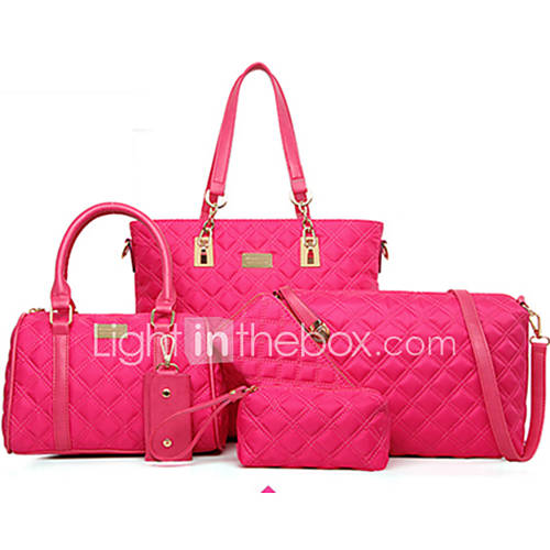 Dames Tassen Nylon Zak Set 5 Stuks Purse Siernagel Effen Paars Fuchsia Blauw huismerk kopen in de aanbieding