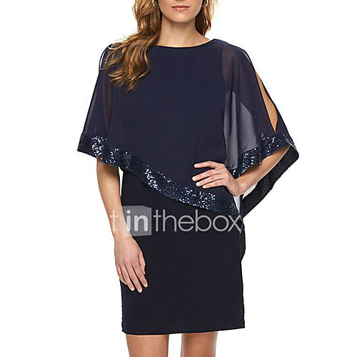 Dames Uitgaan Club Schede Chiffon Jurk Effen Pailletten Boothals Mini huismerk kopen in de aanbieding