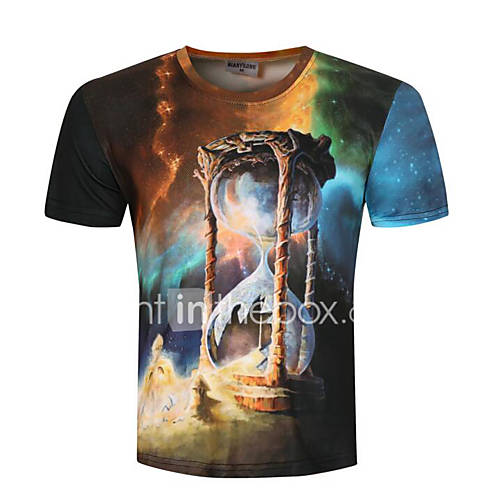 Heren T Shirt Katoen Sport Print Ronde Hals Blauw Xxl Korte Mouw Zomer huismerk kopen in de aanbieding