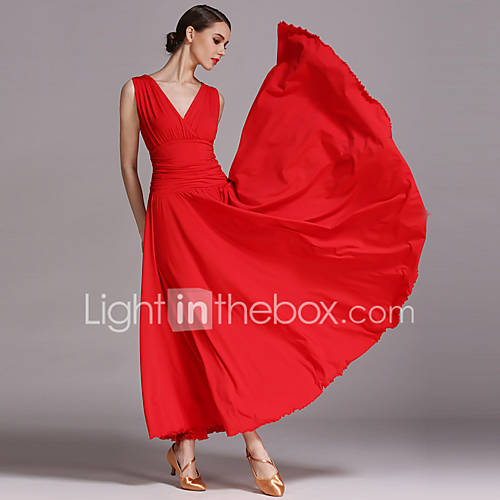 Ballroomdansen Dames Prestatie Synthetische Zijde Geplooid Mouwloos Kleding huismerk kopen in de aanbieding