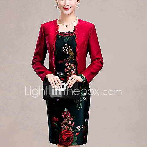 Dames Grote Maten Uitgaan Verfijnd Schede Tweedelig Jurk Bloemen Jacquard Boven De Knie Slank huismerk kopen in de aanbieding Dames Grote Maten Uitgaan Verfijnd Schede Tweedelig Jurk Bloemen Jacquard Boven De Knie Slank huismerk kopen in de aanbieding