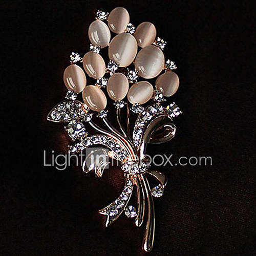 Dames Broches Strass Opaal Bloem Broche Sieraden Goud Voor Feest Causaal huismerk kopen in de aanbieding