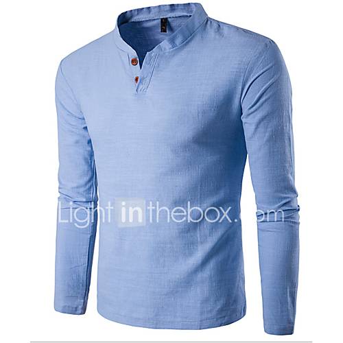 Heren Standaard T Shirt Katoen Sport Effen Opstaand Slank Wit Xxxl Lange Mouw huismerk kopen in de aanbieding